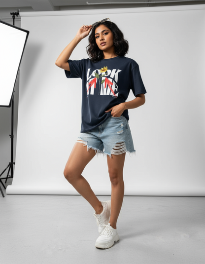 LOOK AT ME OVERSIZED UNISEX GRAPHIC T-SHIRT