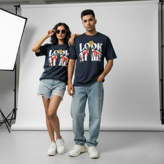 LOOK AT ME OVERSIZED UNISEX GRAPHIC T-SHIRT