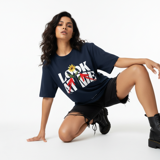 LOOK AT ME OVERSIZED UNISEX GRAPHIC T-SHIRT