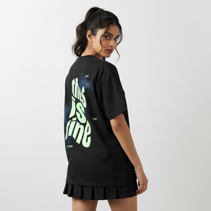 THIS IS FINE OVERSIZED UNISEX TYPOGRAPHY T-SHIRT