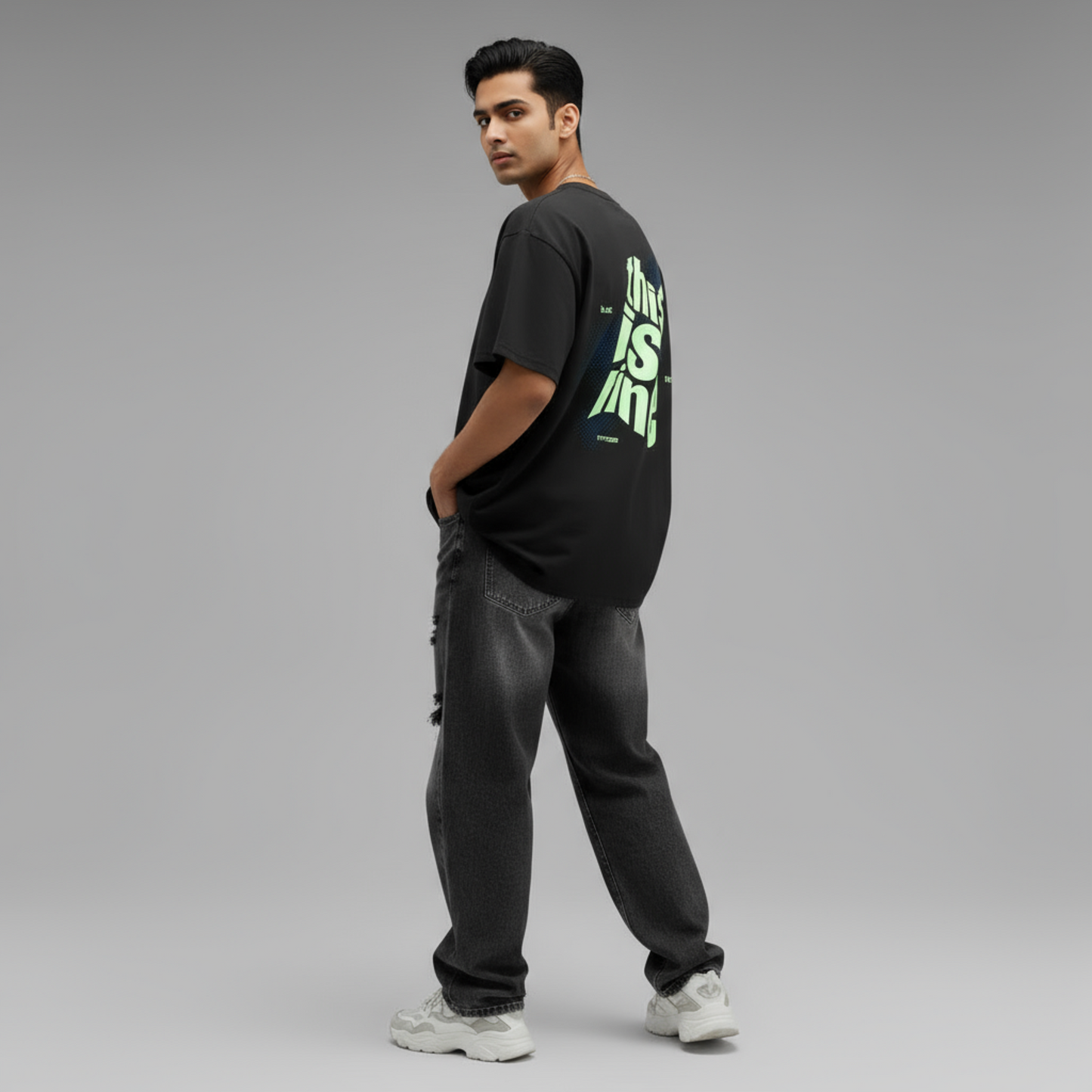 THIS IS FINE OVERSIZED UNISEX TYPOGRAPHY T-SHIRT