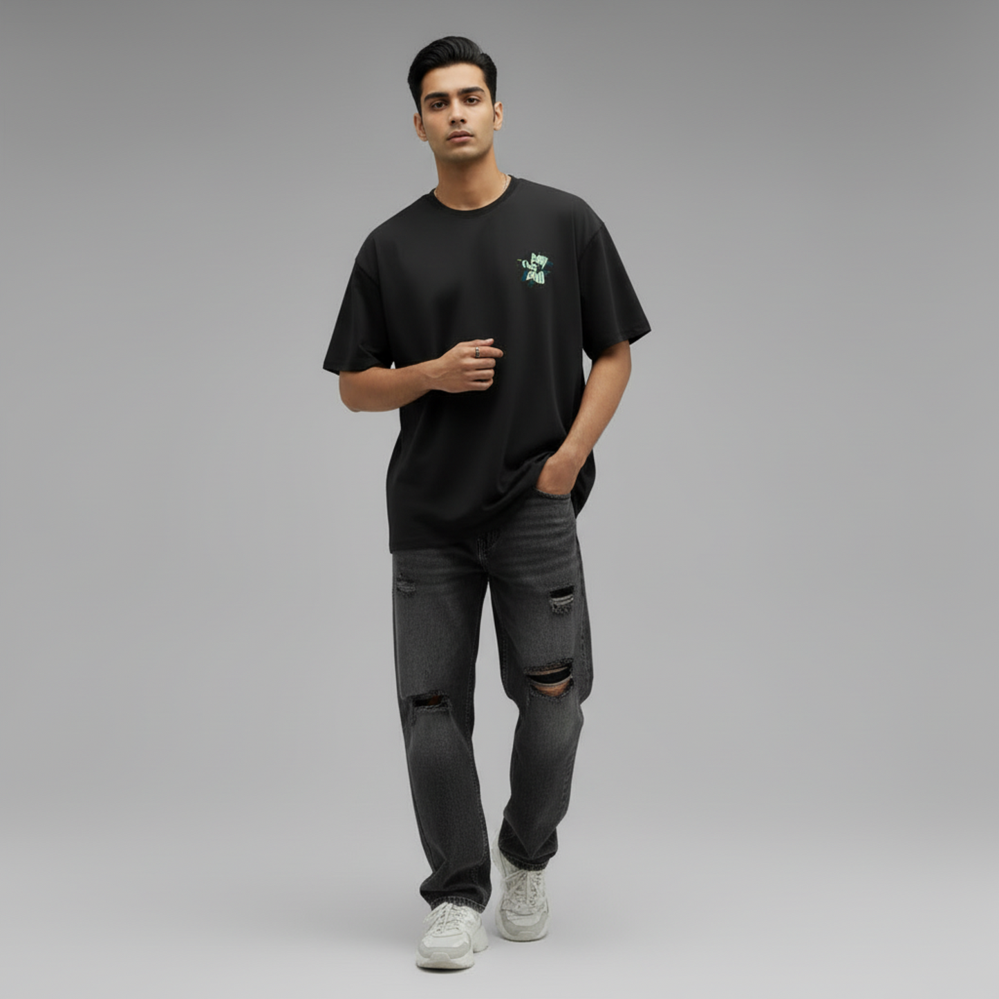 THIS IS FINE OVERSIZED UNISEX TYPOGRAPHY T-SHIRT